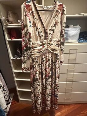 chinese dress ladies Farm Rio Women's Majestic Hearts Long Sleeve Midi Dress